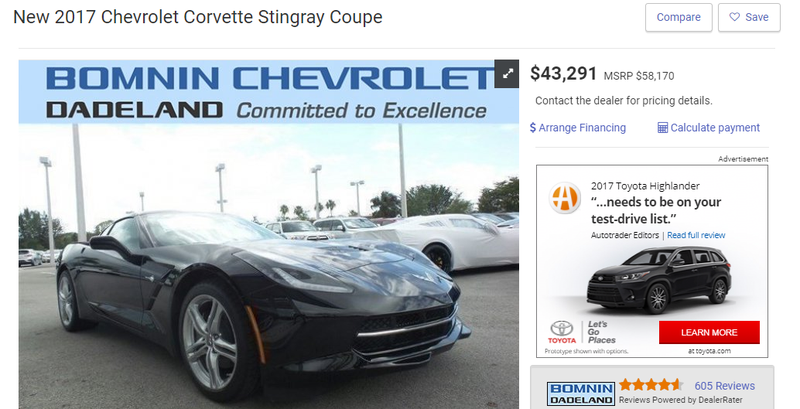 Illustration for article titled You Can Get Some Crazy Discounts On Brand New 2017 Corvettes